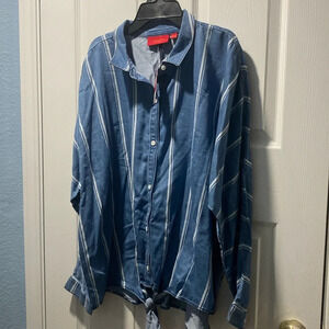 Jennifer, Lopez Striped denim shirt size XL Y-10